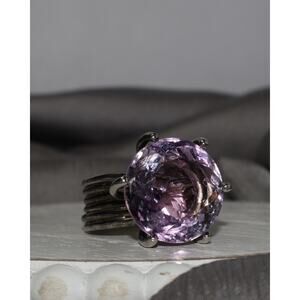 Amethyst Sterling Silver Ring 15.06G / Sz 7